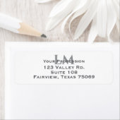 Modern Taupe Gray Monogram Branding Address Etiket (Insitu)