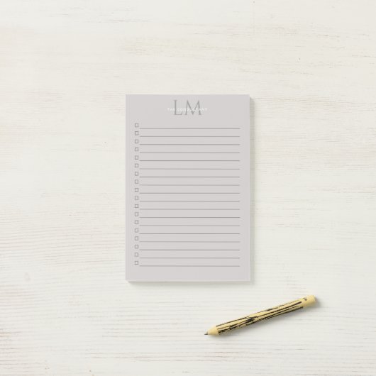 Modern Taupe Gray Monogram Stationery Post-it® Notes (Op bureau)