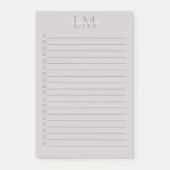 Modern Taupe Gray Monogram Stationery Post-it® Notes (Voorkant)