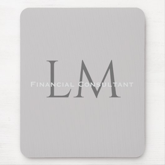 Modern Taupe Gray Monogram Workspace Accent Muismat (Voorkant)