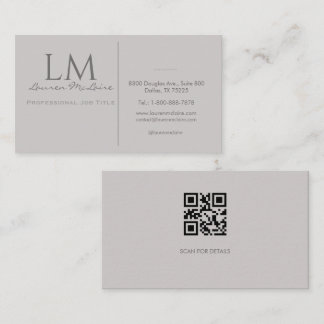 Modern Taupe Gray QR Code Business Branding Visitekaartje