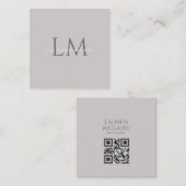 Modern Taupe Gray QR Code Square Business Branding Contactkaartje (Voorkant / Achterkant)