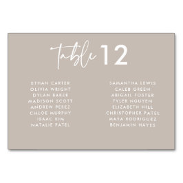 Modern Taupe Handgeschreven Manuscript Names Wedde Kaart