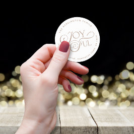 Modern Taupe Joyful Holiday Return Address Ronde Sticker