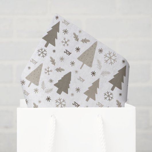 Modern Taupe Kerstbomen Patroon Vakantie Tissuepapier (Cadeauzakje)