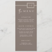 Modern Taupe Minimalistisch Monogram Trouwmenu Menu (Voorkant)