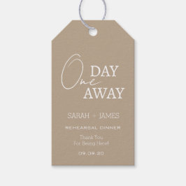 Modern taupe op een dag weg repetitie diner cadeaulabel