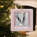 Modern Taupe & Roze | Dog Photo Keramisch Ornament<br><div class="desc">Modern Taupe & Roze | Dog Photo</div>