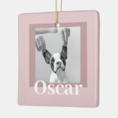 Modern Taupe & Roze | Dog Photo Keramisch Ornament (Links)