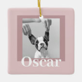 Modern Taupe & Roze | Dog Photo Keramisch Ornament (Voorkant)