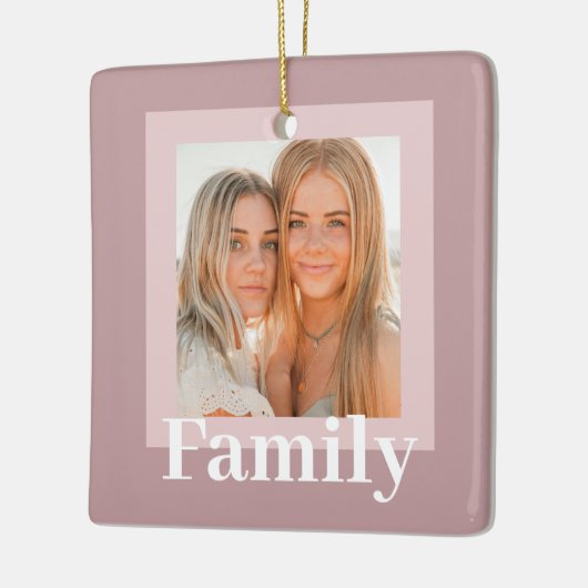 Modern Taupe & Roze | Foto | Gezinsgeschenk Keramisch Ornament (Links)