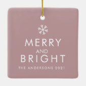 Modern Taupe & Roze | Foto | Gezinsgeschenk Keramisch Ornament (Achterkant)