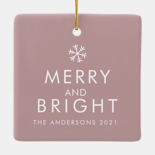 Modern Taupe & Roze | Foto | Gezinsgeschenk Keramisch Ornament (Achterkant)