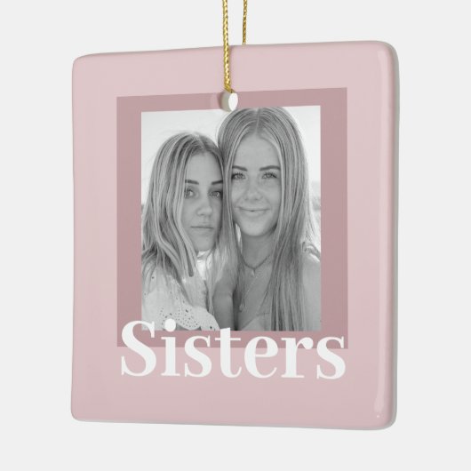 Modern Taupe & Roze | Foto | Sisters Gift Keramisch Ornament (Links)