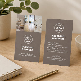 Modern Taupe Schoonmaakdiensten Foto Logo Visitekaartje