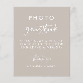 Modern Taupe Script Huwelijksfoto Gastenboek teken
