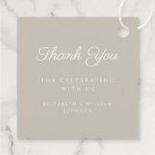 Modern Taupe Script Photo Baptisme Bedankjes Labels (Achterkant)