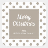 Modern Taupe Script Vrolijk kerstfeest Vierkante Sticker (Voorkant)