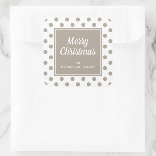 Modern Taupe Script Vrolijk kerstfeest Vierkante Sticker (Tas)