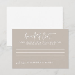 Modern Taupe Script Wedding Bucket List Advieskaart
