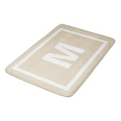 Modern Taupe Simple White Lijst & Monogram Letter Badmat (Gekanteld)
