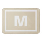 Modern Taupe Simple White Lijst & Monogram Letter Badmat (Voorkant)