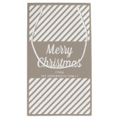 Modern Taupe Stripes Script Vrolijk kerstfeest Klein Cadeauzakje (Achterkant)
