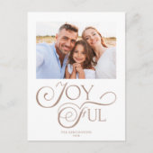 Modern Taupe Tan Joyful Kerstfeestdag Foto Feestdagenkaart (Voorkant)