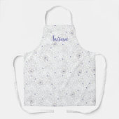 Modern Taupe White Flowers met Periwinkle Schort (Voorkant)