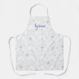 Modern Taupe White Flowers met Periwinkle Schort