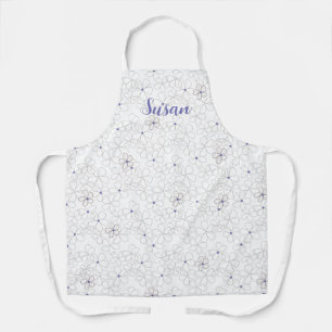 Modern Taupe White Flowers met Periwinkle Schort