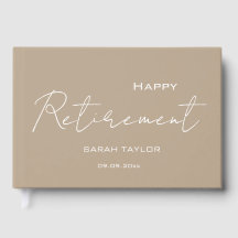 Modern Taupe White Happy Retirement Personalized 