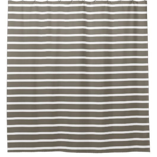 Modern Taupe & White Striped  Douchegordijn (Voorkant)