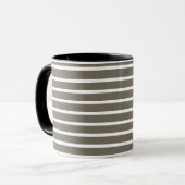 Modern Taupe & White Striped Mug  Mok (Voorkant links)