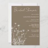 Modern Taupe & White Wildflower Vrijgezellenfeest Kaart (Voorkant)