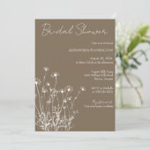 Modern Taupe & White Wildflower Vrijgezellenfeest Kaart (Staand voorkant)