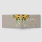 Modern Taupe Zonnebloem bruiloft goud Gastenboek (Volledig)