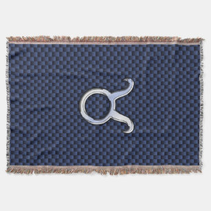 Modern Taurus Zodiac Sign Blue Carbon Fiber Print Deken