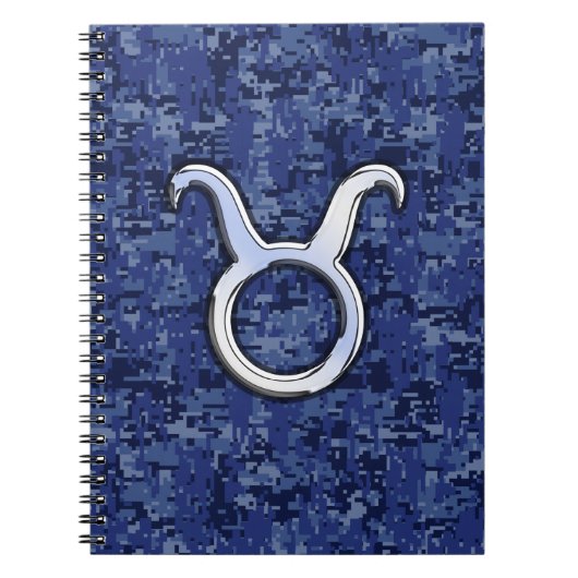 Modern Taurus Zodiac Sign Blue Digital Camouflage Notitieboek (Voorkant)