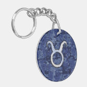 Modern Taurus Zodiac Sign Blue Digital Camouflage Sleutelhanger (Voorkant Links)