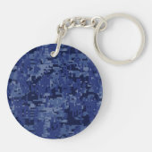 Modern Taurus Zodiac Sign Blue Digital Camouflage Sleutelhanger (Achterkant)
