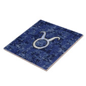 Modern Taurus Zodiac Sign Blue Digital Camouflage Tegeltje (Zijkant)
