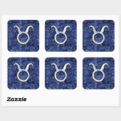 Modern Taurus Zodiac Sign Blue Digital Camouflage Vierkante Sticker (Vel)