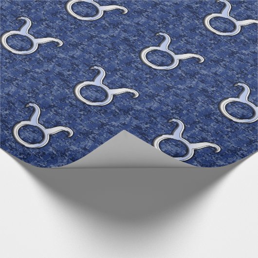 Modern Taurus Zodiac Sign Navy Blue Digital Camo Cadeaupapier (Hoek)