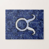 Modern Taurus Zodiac Sign Navy Blue Digital Camo Legpuzzel (Horizontaal)