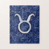 Modern Taurus Zodiac Sign Navy Blue Digital Camo Legpuzzel (Verticaal)
