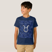 Modern Taurus Zodiac Sign Navy Blue Digital Camo T-shirt (Voorkant volledig)