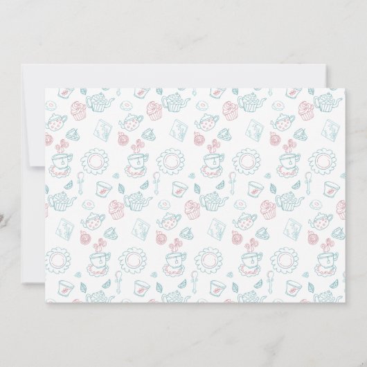 Modern Tea Doodles Housewarming Party Kaart (Achterkant)