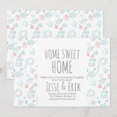 Modern Tea Doodles Housewarming Party Kaart (Voorkant / Achterkant)