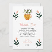 Modern Tea Party Floral Birthday Bedankkaart (Voorkant)